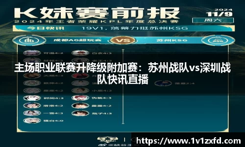 主场职业联赛升降级附加赛：苏州战队vs深圳战队快讯直播